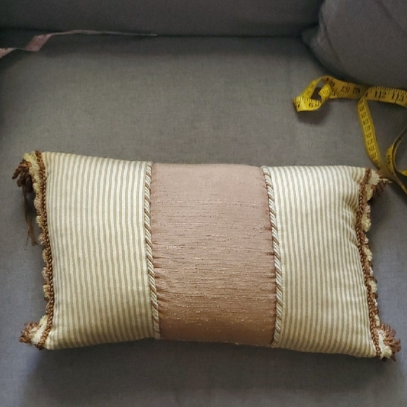 Feathered Striped Accent Pillow - Picture 1 of 7